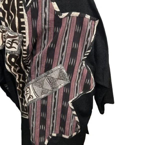 VTG 1980s Laise Adzer Oversized Kimono Cardigan Rare Tribal Lagenlook Artsy OS Jackets & Coats